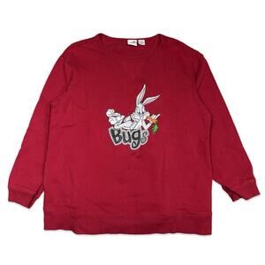 Bugs Bunny Y2K Embroidered Red Sweatshirt